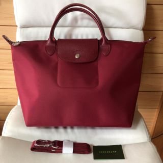 ロンシャン(LONGCHAMP)のLONGCHAMP プリアージュ ネオ Mサイズ  ワインレッド 2wayバッグ(トートバッグ)