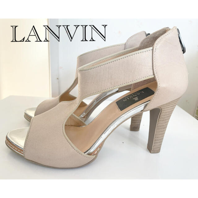 LANVIN(ランバン)の美品LANVINランバン高級牛革ハンサム美人なヌードベージュサンダルパンプス24 レディースの靴/シューズ(サンダル)の商品写真