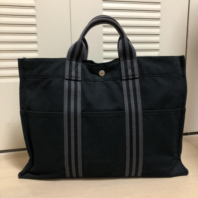 HERMES エルメス フールトゥ　MM 黒色　トートバッグ　キャンバス