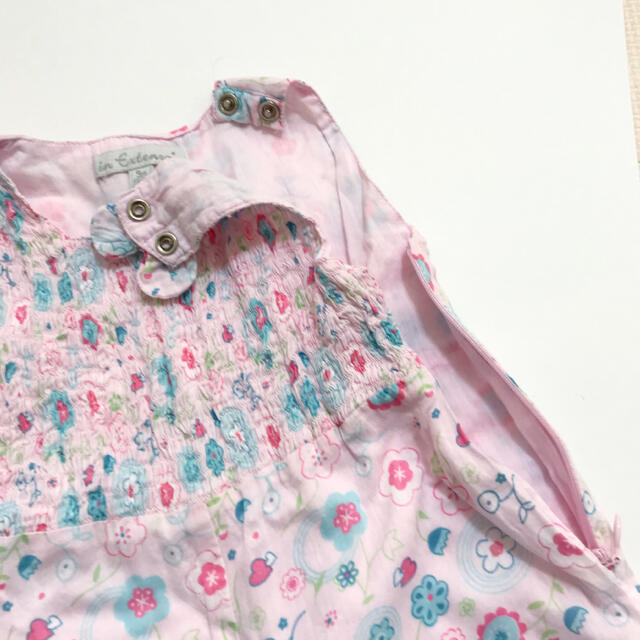 花柄サロペット　帽子付き キッズ/ベビー/マタニティのベビー服(~85cm)(ロンパース)の商品写真
