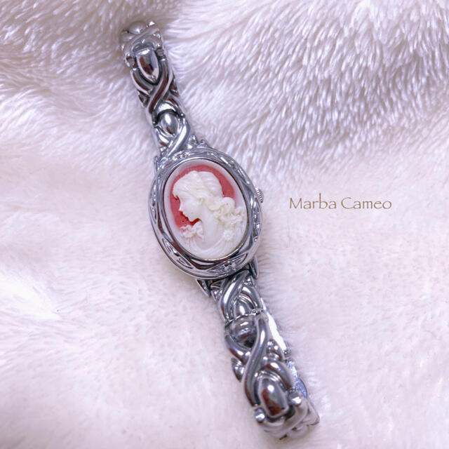 【Marba Cameo】カメオ　蓋付き腕時計　シルバー　稼働品　美品