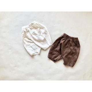 新品　リネンゆるハーフパンツ　女の子　男の子　無地　ボトムス　シンプル(パンツ/スパッツ)