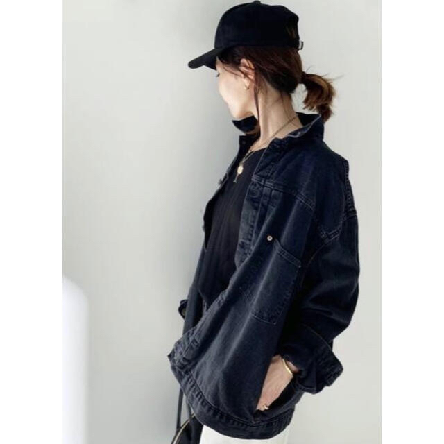 L'Appartement DEUXIEME CLASSE(アパルトモンドゥーズィエムクラス)のシュタンバウムSTAMMBAUM DENIMJACKETデニムジャケットブラック レディースのジャケット/アウター(Gジャン/デニムジャケット)の商品写真