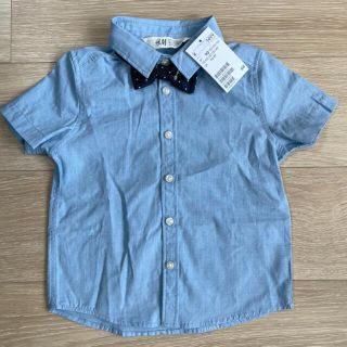 エイチアンドエム(H&M)の【新品】H&M　kids タイ付き半袖シャツ　90cm(ブラウス)