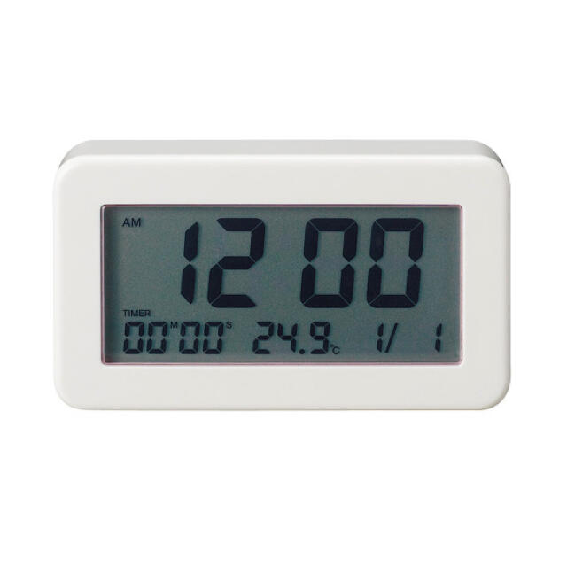 MUJI (無印良品)(ムジルシリョウヒン)の無印良品 デジタルバスクロック 置時計 温度計 ＊ ホワイト インテリア/住まい/日用品のインテリア小物(置時計)の商品写真