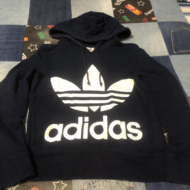 adidas - adidas♡アディダス パーカー♡ネイビー♡ビッグロゴ♡の通販 ...
