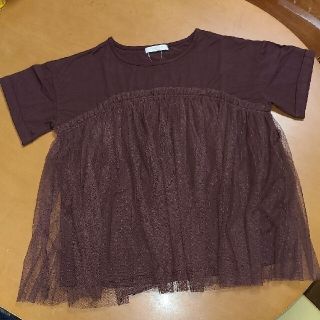 ショコラフィネローブ(chocol raffine robe)の【専用商品】ドットチュールカットプルオーバー&重ねチュールTシャツ(ワイン)(カットソー(半袖/袖なし))