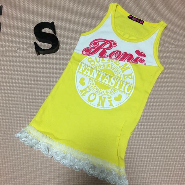 RONI(ロニィ)の35🌸新品🌸サンプルRONI🌸レースタンクトップ🌸Sイエロー キッズ/ベビー/マタニティのキッズ服女の子用(90cm~)(Tシャツ/カットソー)の商品写真