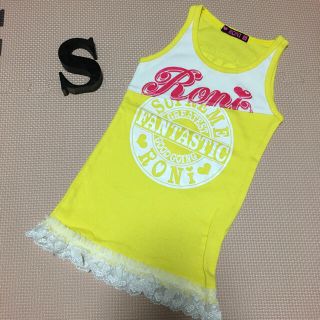 ロニィ(RONI)の35🌸新品🌸サンプルRONI🌸レースタンクトップ🌸Sイエロー(Tシャツ/カットソー)