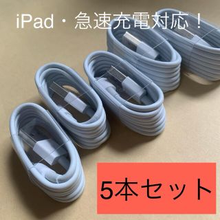 iPhone  iPad ケーブル Lightning 急速充電！ 5本セット(バッテリー/充電器)