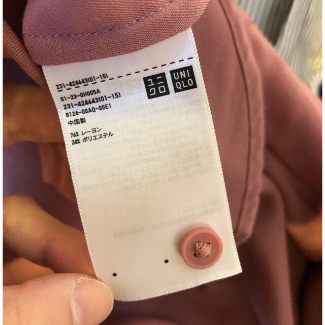 UNIQLO(ユニクロ)のユニクロ　レーヨンブラウス　七分袖　ピンクM レディースのトップス(シャツ/ブラウス(長袖/七分))の商品写真