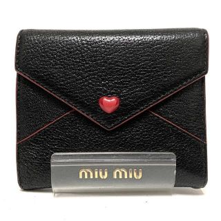 ミュウミュウ(miumiu)のミュウミュウ - 5MH014 黒×レッド ハート(財布)