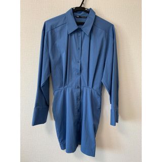 ザラ(ZARA)のZARAロングシャツ　ブルーシャツ(その他)