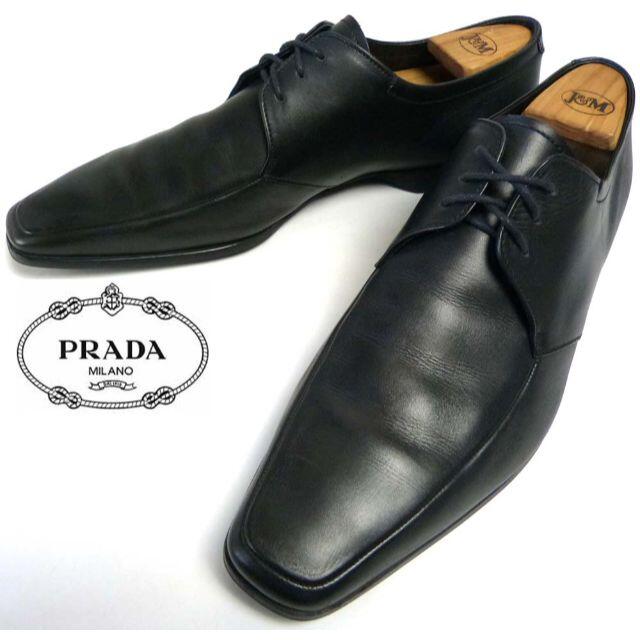 イタリア製 プラダ PRADA Uチップ スクエアトゥシューズ　９(29cm相当