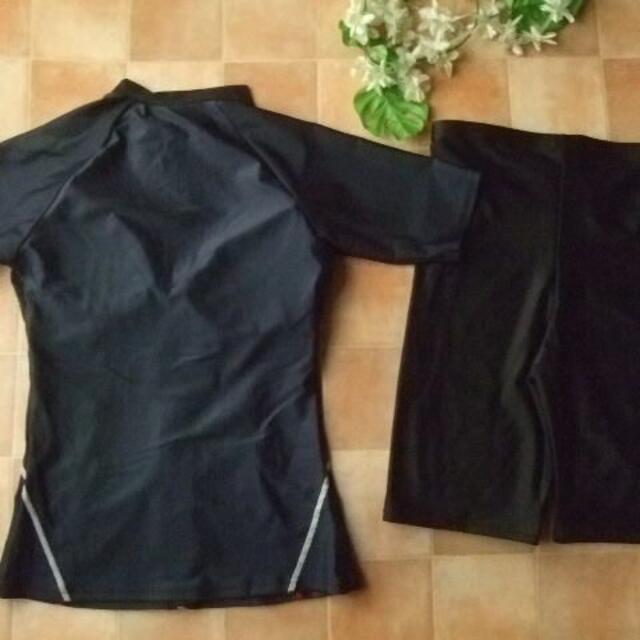 FILA(フィラ)の新品◆FILAフィラ・袖付フィットネス水着・13号Ｌ・ネイビー×紺グレー黒 レディースの水着/浴衣(水着)の商品写真