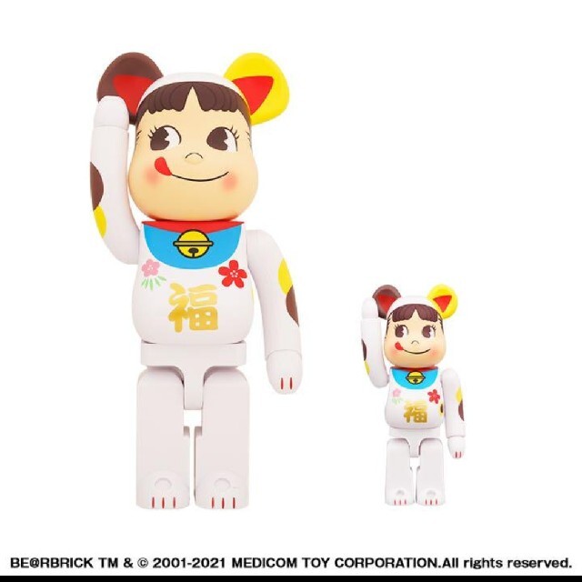 在庫処分】 BE@RBRICK 招き猫 ペコちゃん 福 金メッキ 100% 400