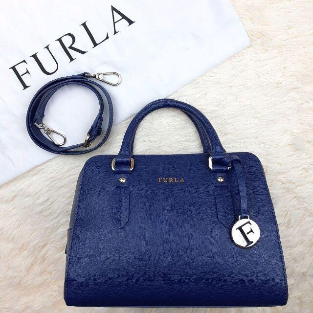 極美品 FURLA レザー エレナ 2WAY ショルダーバッグ 黒 チャーム