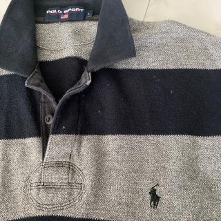 ラルフローレン(Ralph Lauren)のラガーシャツ　Ｌ　白黒(ポロシャツ)