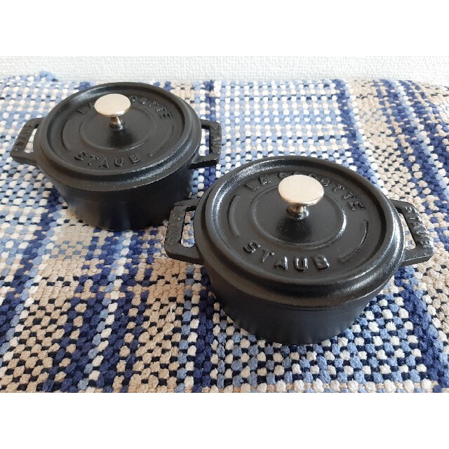 staub ストウブ ココット ラウンド 10 ブラック 二点セット 黒 【30