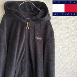 トミーヒルフィガー(TOMMY HILFIGER)のTOMMY HILFIGER フリース  ジップアップ　パーカー　ベロア　XL(パーカー)