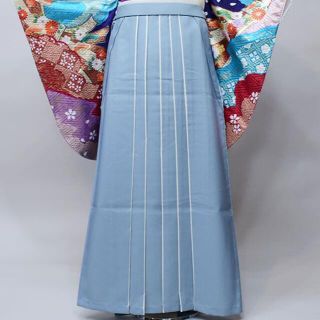 卒業式 袴 無地 バイカラー ブルーグレー×白 単品 NO34012