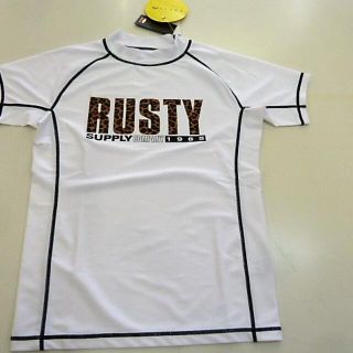 ラスティ(RUSTY)のN(L白)ラスティ★半袖ラッシュガード 918462 UVハイネックRUSTY(水着)