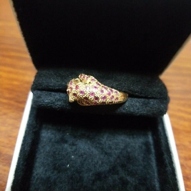k18 天然ルビー ダイヤ パンサー ヒョウアニマルリング レディースのアクセサリー(リング(指輪))の商品写真