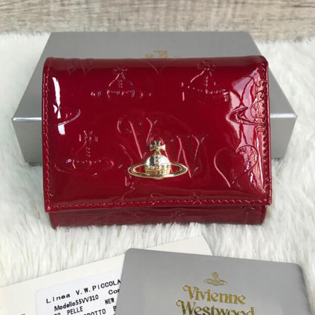 レディースVivienne Westwood エナメル 財布 長財布 赤 レッド