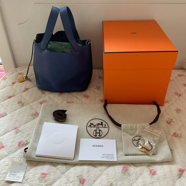 Hermes Picotin Lock 22 Bag 7E Blue Brighton Clemence Tressage De