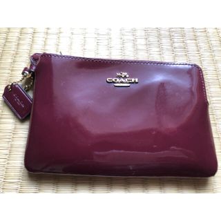 コーチ(COACH)の値下げしました コーチ COACH ポーチ エナメル革 ワイン色(ポーチ)