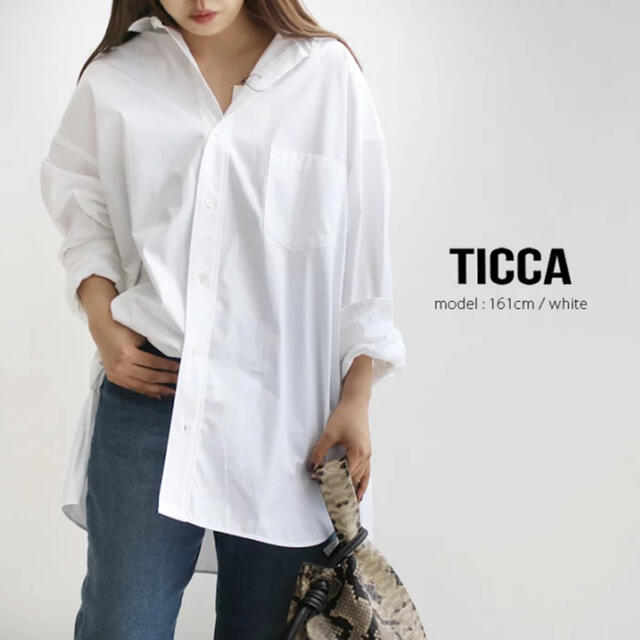 Spick & Span(スピックアンドスパン)のTICCA スクエアビッグシャツ ホワイト レディースのトップス(シャツ/ブラウス(長袖/七分))の商品写真
