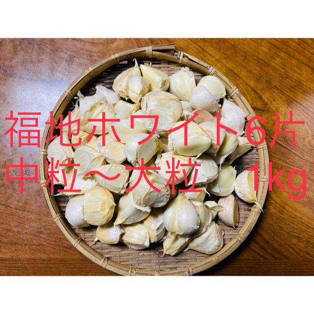 青森県産 福地ホワイト6片中粒〜大粒　生ニンニク1kg にんにく 食品/飲料/酒の食品(野菜)の商品写真