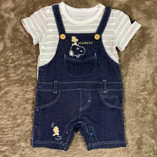 ピーナッツ(PEANUTS)の値下げ！スヌーピー サロペット風コンビ服(ロンパース)