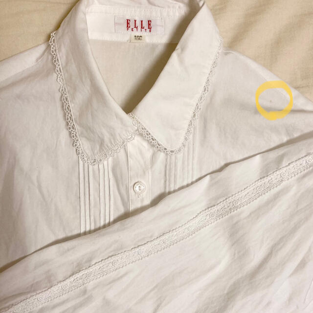 ELLE(エル)の白のレース付きシャツ　160cm キッズ/ベビー/マタニティのキッズ服女の子用(90cm~)(ブラウス)の商品写真