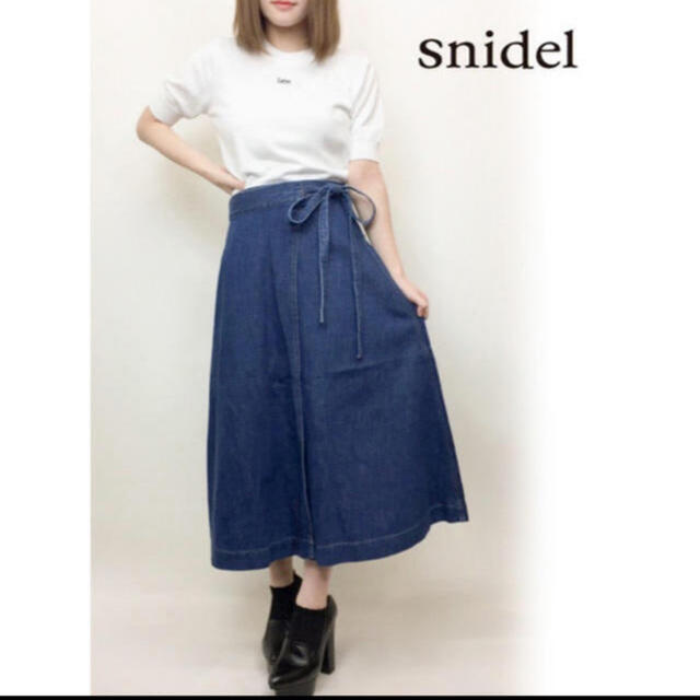 snidel  leeコラボロングラップスカート インディゴ