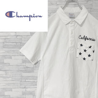 チャンピオン(Champion)の【リバースウィーブ】チャンピオン　ポロシャツ　刺繍ロゴ　袖ロゴ　ホワイト　M(ポロシャツ)