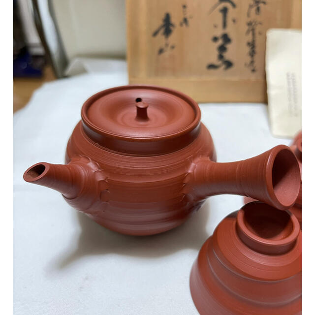 人間国宝 三代山田常山作 常滑焼朱泥茶器セット 玉露茶器の通販 by