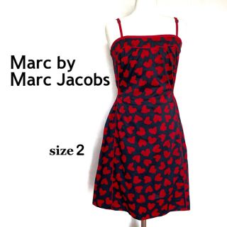 マークバイマークジェイコブス(MARC BY MARC JACOBS)のマーク バイ マーク ジェイコブス ミニワンピース ハート柄 総柄 赤 レッド(ミニワンピース)