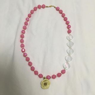 【2点目300円】ハンドメイド ネックレス バラ ピンク ビーズ(ネックレス)