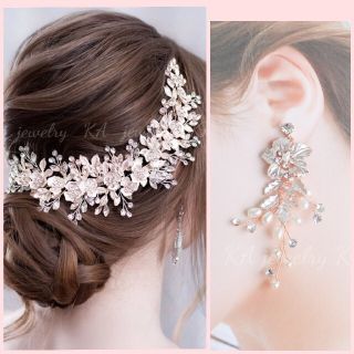 misaki様❤️イヤリングセット ヘッドドレスヘアアクセサリー結婚式ティアラ(その他)