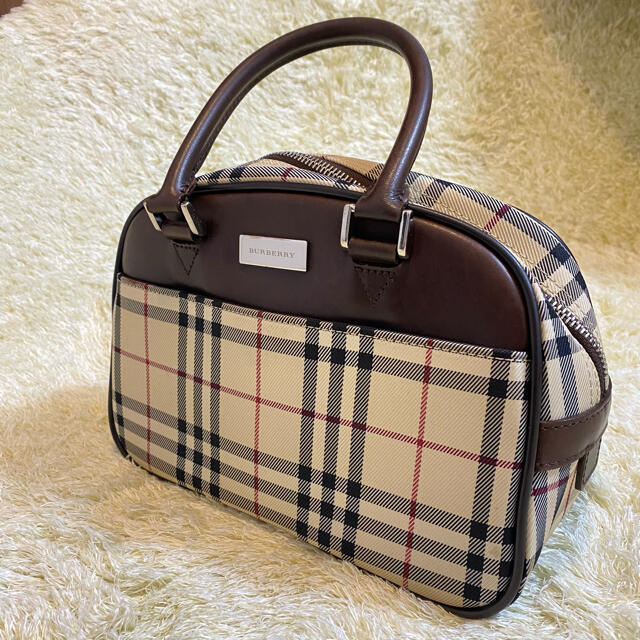美品 バーバリー ハンドバッグ ミニボストン キャンバス ノバチェック