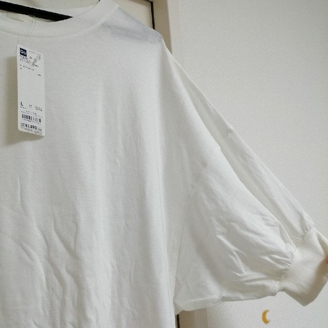 GU(ジーユー)の新品タグ付き GU ジーユー ドルマン スリーブ チュニック T（五分袖） レディースのトップス(Tシャツ(半袖/袖なし))の商品写真