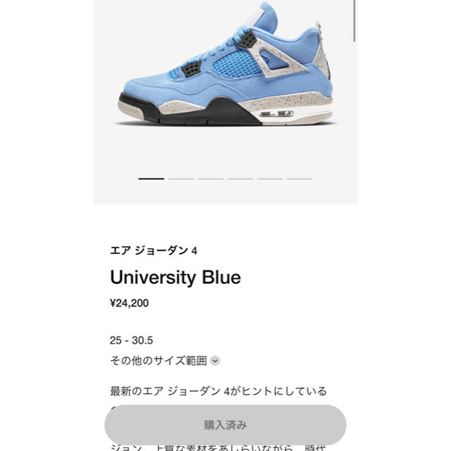 NIKE(ナイキ)のAir Jordan 4 University Blue 27.0cm メンズの靴/シューズ(スニーカー)の商品写真