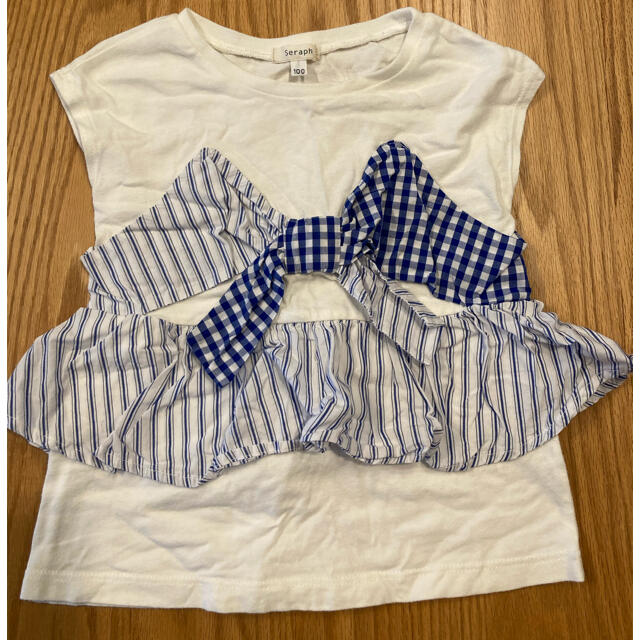 F.O.KIDS(エフオーキッズ)のhinamaさま専用　Tシャツ２枚セット（白×青ストライプ、グレー） キッズ/ベビー/マタニティのキッズ服女の子用(90cm~)(Tシャツ/カットソー)の商品写真