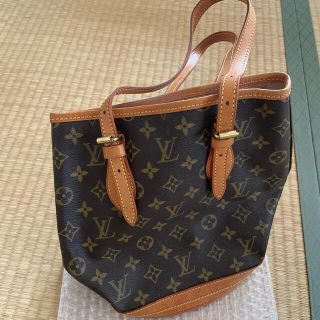 ルイヴィトン(LOUIS VUITTON)のLOUIS VUITTON バケットPM モノグラム  レザー ブラウン(ハンドバッグ)