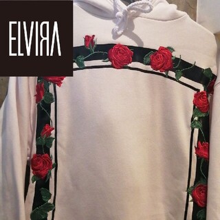 エルヴィア(ELVIA)の【薔薇刺繍LOGO 】ELVIRAパーカー　ブラックアイパッチ STUSSY(パーカー)