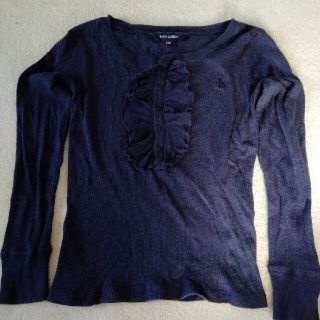 ラルフローレン(Ralph Lauren)のラルフローレン　カットソー　長袖　130　紺　フリル(Tシャツ/カットソー)