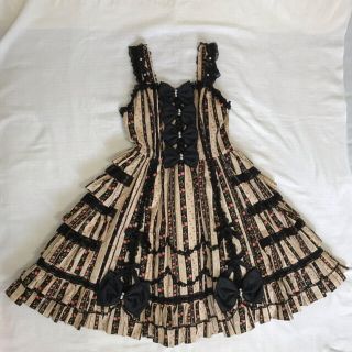 アンジェリックプリティー(Angelic Pretty)のAngelic Pretty ローズストライプジャンパースカート クラシカル(ひざ丈ワンピース)