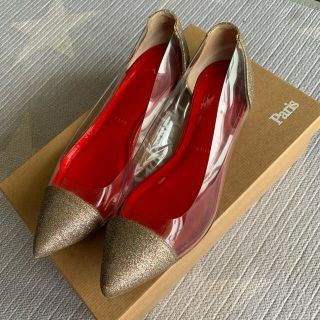 クリスチャンルブタン(Christian Louboutin)のクリスチャンルブタン★グリッタークリアフラットシューズ★37★ドゥロワー購入(バレエシューズ)