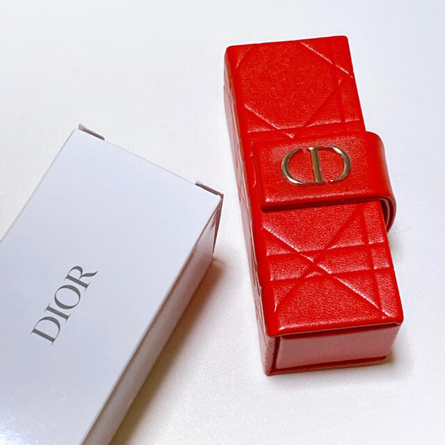 Christian Dior(クリスチャンディオール)のディオール リップケース レザー調 限定 レッド 赤 箱付き レディースのファッション小物(ポーチ)の商品写真